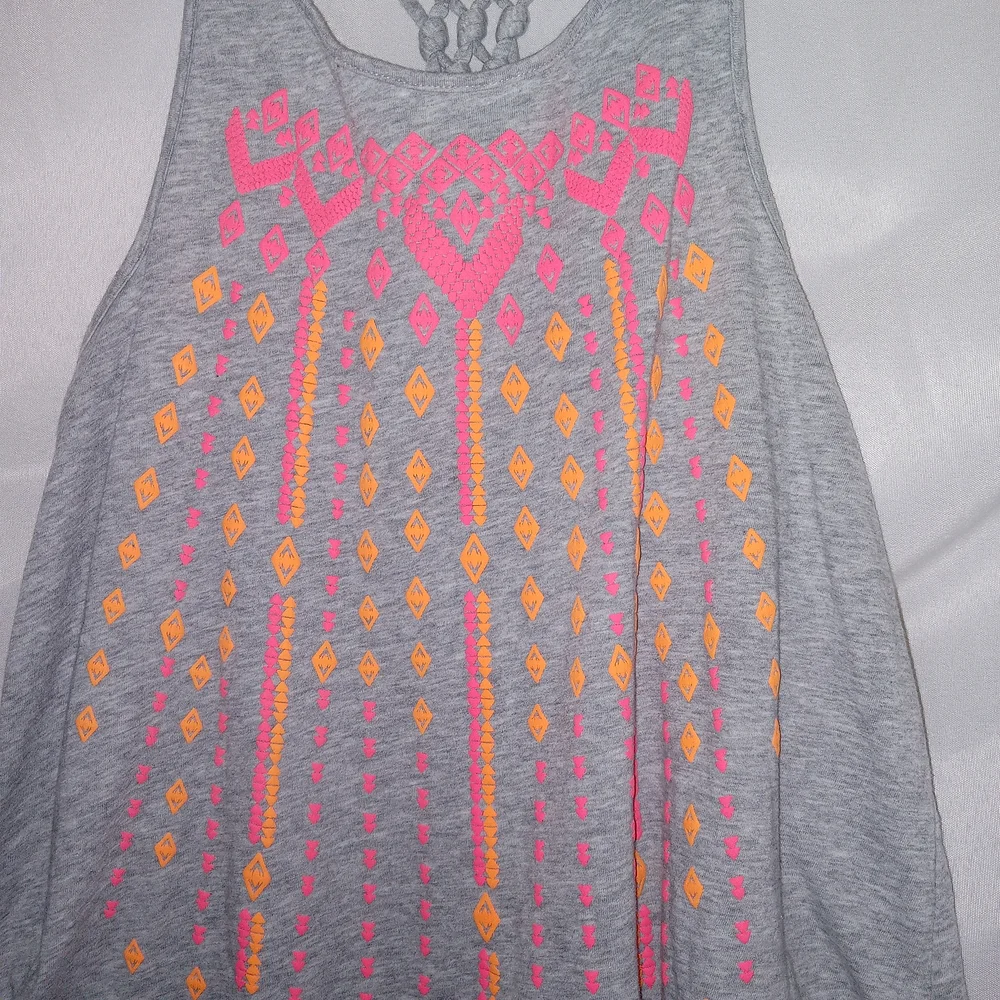 Arizona Jean Company Neon Pink Orange Boho Graphic Tank Top With Braiden Strap